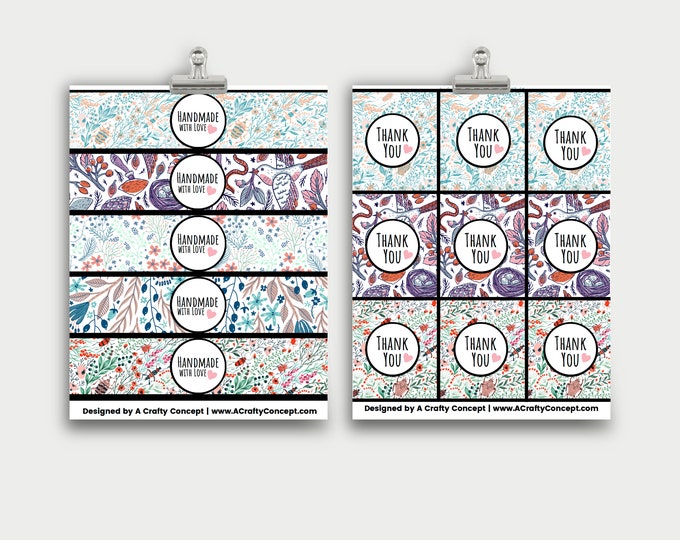 Floral Print Wrap Labels