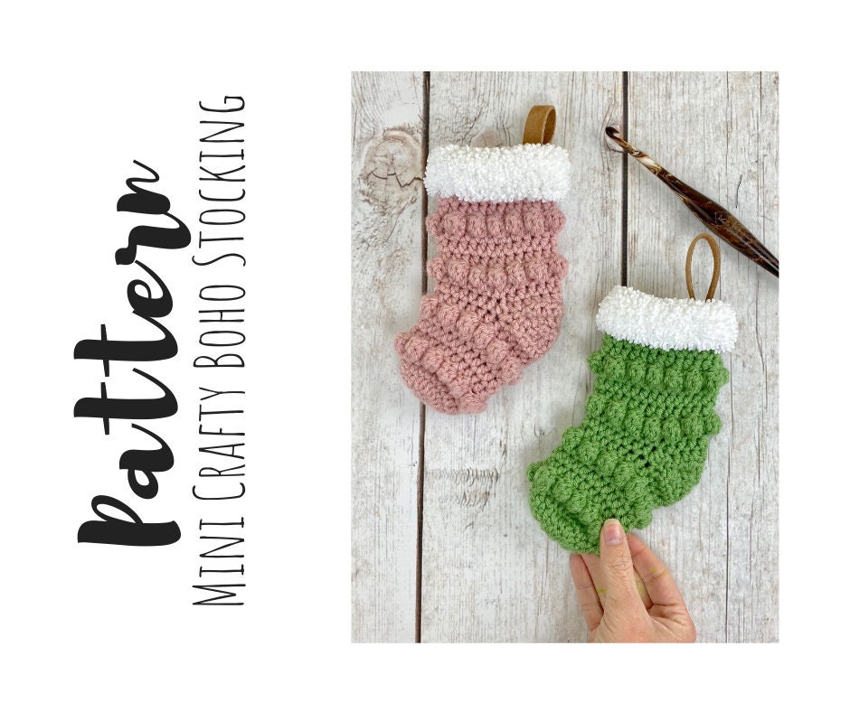 Crochet Christmas Stocking Pattern, Puff Stitch Stocking Pattern