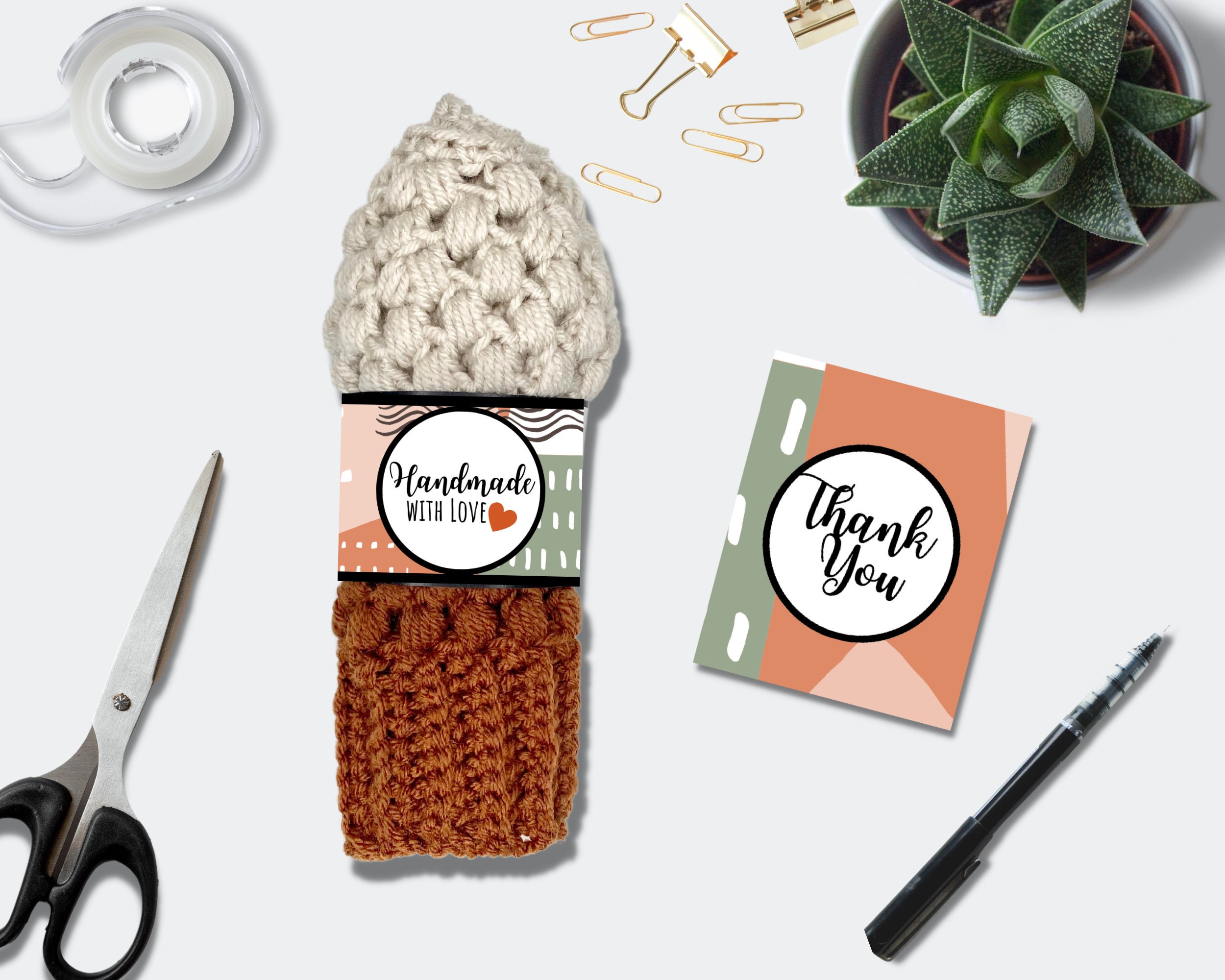 Handmade with Love Tags, Digital Tag PDF, Crochet Hat Label, Fall Wrap  Labels, Packaging for Knit, Label Wraps Download, DIY Product Tags