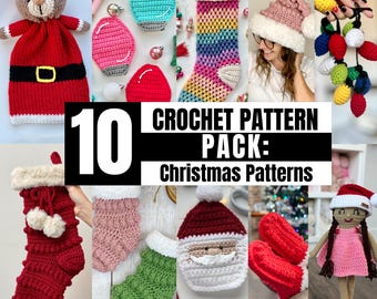 Crochet Christmas Pattern Pack: Stocking, Hat, Slipper (PDF)