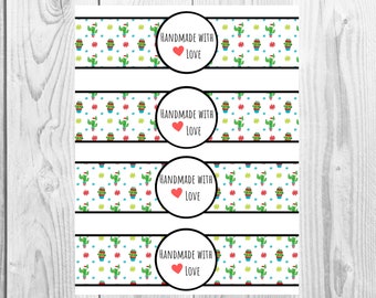 Christmas Cactus - Handmade with Love - Product Wrap Labels - PDF