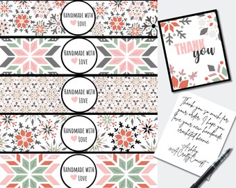 Snowflake Printable Wrap Labels PDF- Digital Download