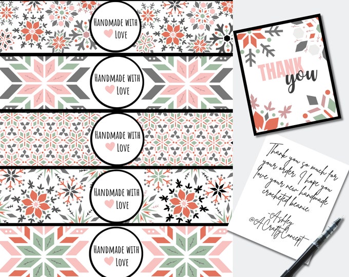 Snowflake Printable Wrap Labels PDF- Digital Download