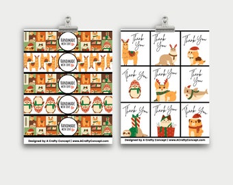 Christmas Animals Wrap Labels- Handmade With Love- PDF Download