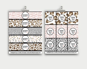 Animal Print Product Labels, Editable Product Tags, Product Wrap Labels, Leopard Print Product Tags, PDF Labels, Leopard Print Thank You tag