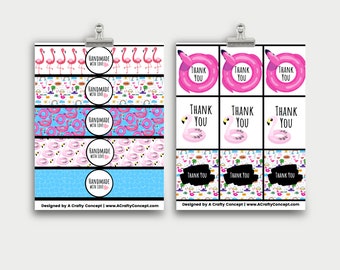 Flamingo Wrap labels- Handmade with love- PDF Download