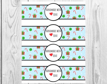 Christmas - Handmade with Love - Product Wrap Labels - PDF