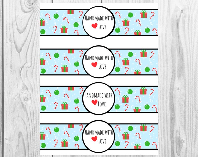 Christmas - Handmade with Love - Product Wrap Labels - PDF