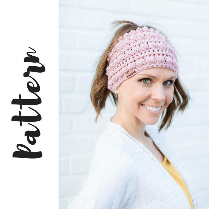 CROCHET PATTERN- Bobble Bun Beanie, Kate Bun Beanie, Crochet Messy Bun ...