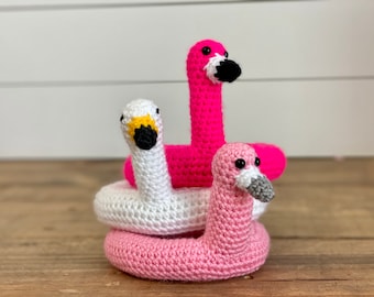 Crochet Flamingo Float Pattern, Crochet Flamingo Amigurumi, Pretend Flamingo Floaty, Crochet Swan Float, Crochet Toy, Crochet Pool Float Toy