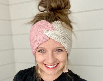 CROCHET PATTERN- Twisted Headband, Knit Looking Twist Headband Tunisian Crochet Pattern, Crochet Ear Warmer, Knit Like Ear Warmer