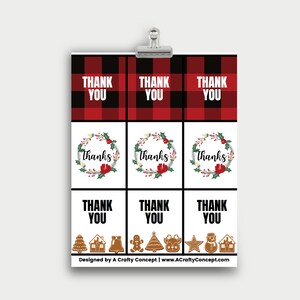 Buffalo Plaid Wrap Labels, Plaid Thank You Cards, Christmas Product ...