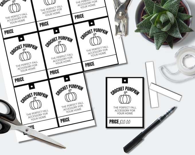Printable Crochet Pumpkin Product Tags