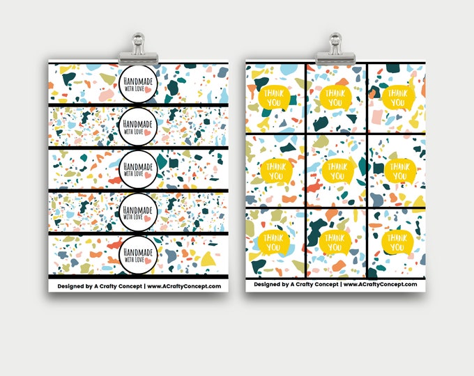 Speckled Wrap labels- Handmade with love- PDF Download
