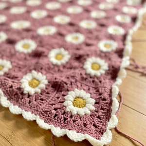 Crochet Flower Granny Square Blanket Pattern, Flower Blanket Pattern, Crochet Flower Afghan, Crochet Blanket Pattern, Crochet Floral Blanket image 8