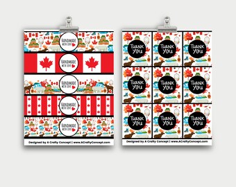 Canada Themed Handmade with Love Tags- Small Business Packaging PDF Download