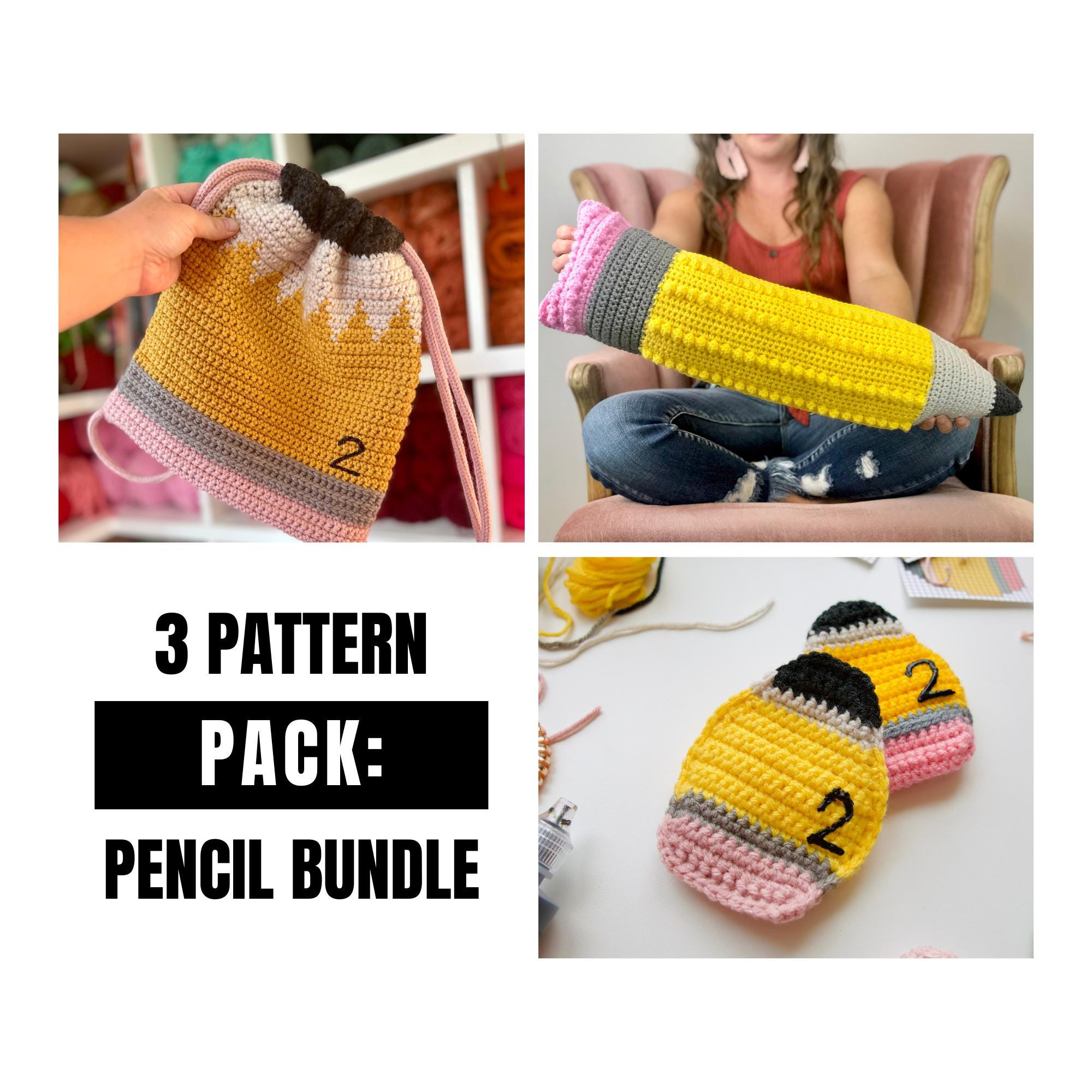 27 Back-to-School Crochet Ideas for Crafting Enthusiasts 15 Crochet Pencil Pattern Pack: Pillow