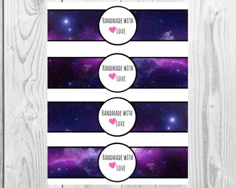 Galaxy - Handmade with Love - Product Wrap Labels - PDF