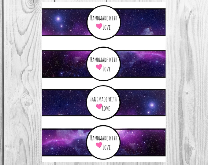 Galaxy - Handmade with Love - Product Wrap Labels - PDF