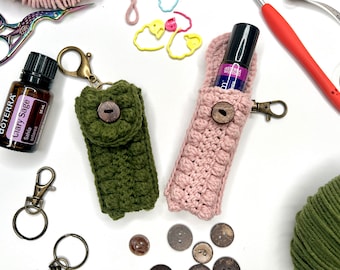 Crochet Essential Oil Roller Keychain, Crochet Keychain, Crochet Essential Oil Keychain, Easy Crochet Keychain For Beginner, Crochet Pattern