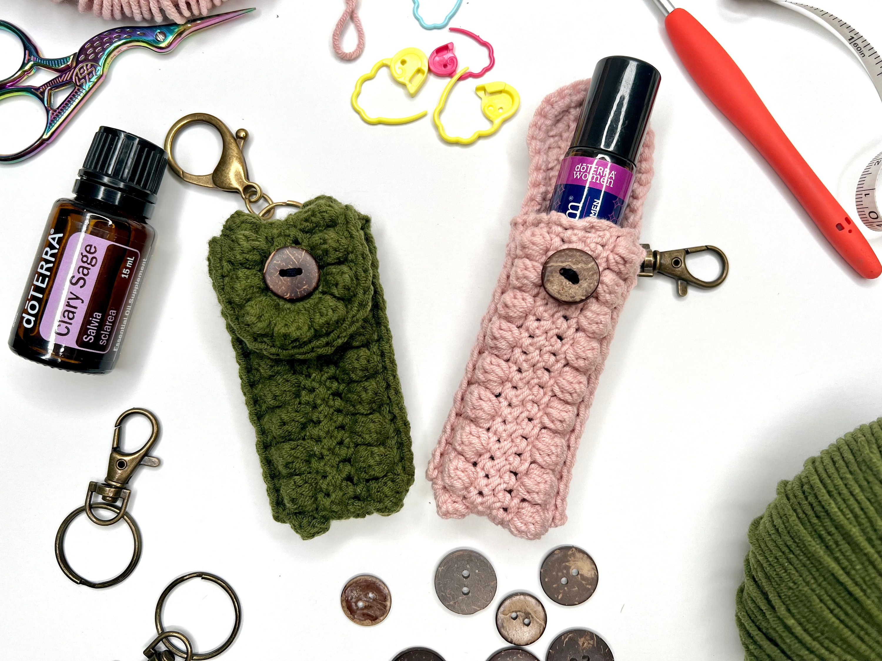 Crochet Essential Oil Roller Keychain, Crochet Keychain, Crochet Essential  Oil Keychain, Easy Crochet Keychain For Beginner, Crochet Pattern