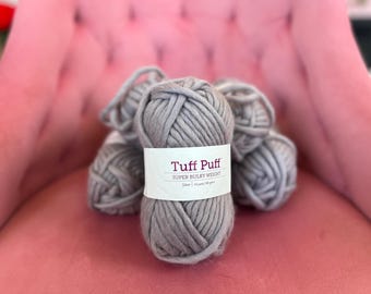 Tuff Puff Yarn, Super Bulky Wool Yarn, Knit Picks Tuff Puff, Grey Wool Yarn