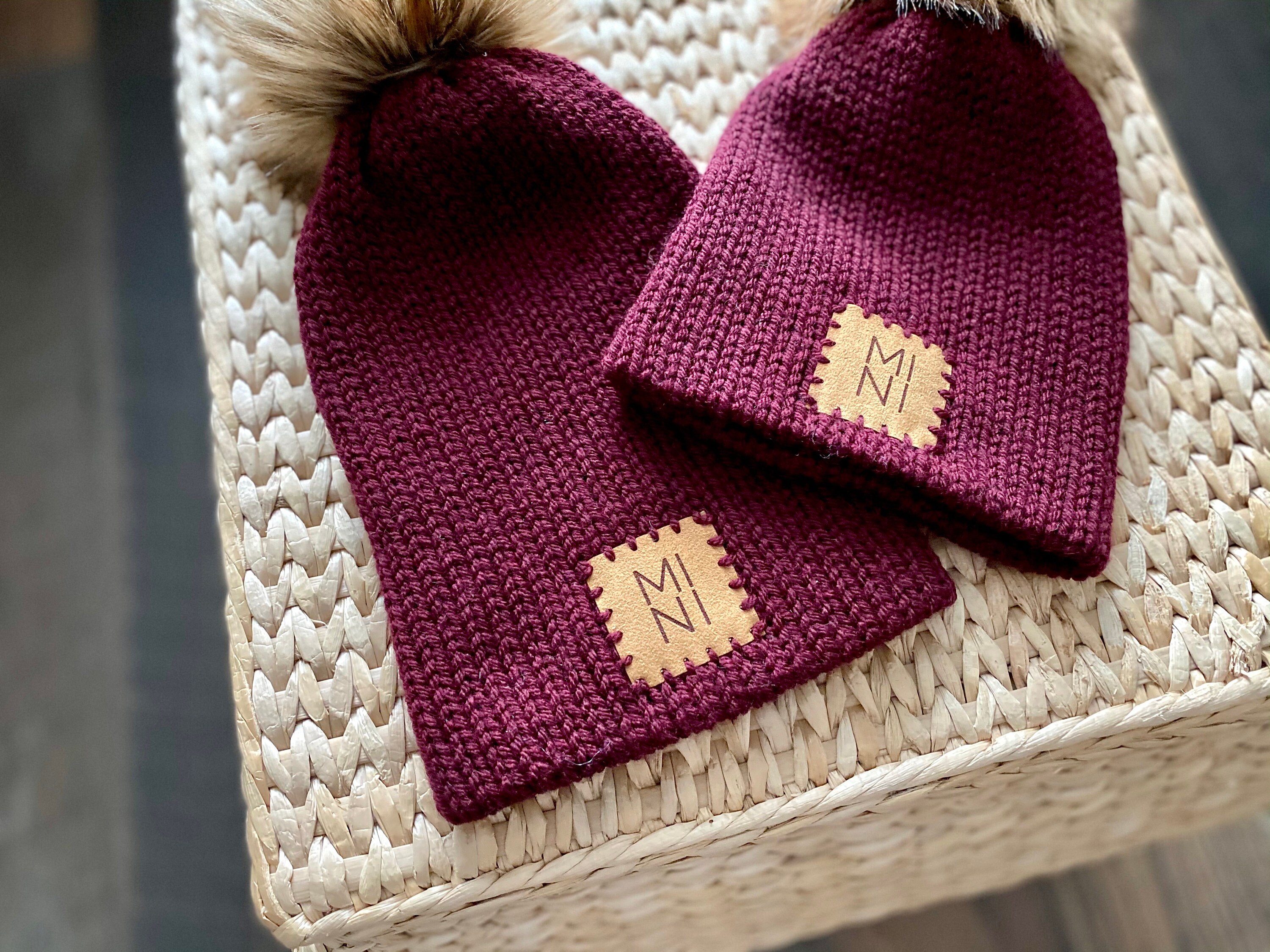 Maroon Mommy and Me Matching Hat, Mama and Mini Hats, Mommy and Me Hat