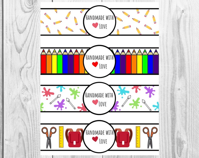 School - Handmade with Love - Product Wrap Labels - PDF