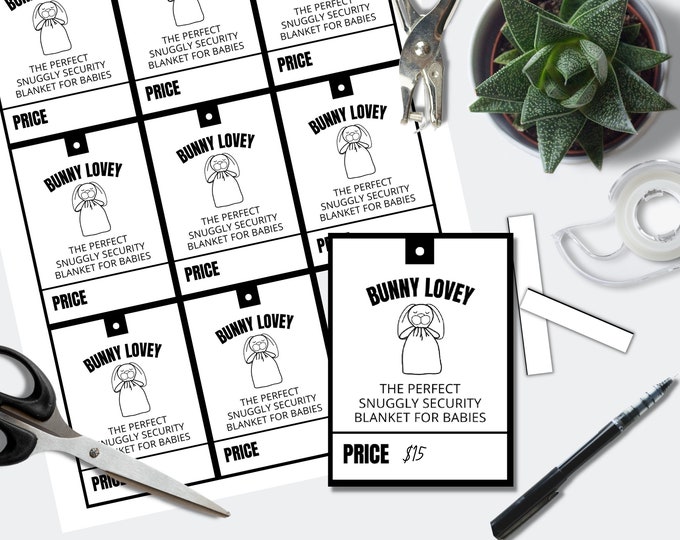 Crochet Bunny Lovey Product Tags