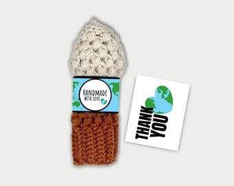 Earth Day Handmade With Love Tags, Earth Day Thank You Cards, Printable Thank You Cards, Wrap Labels and Thank You Cards for crochet