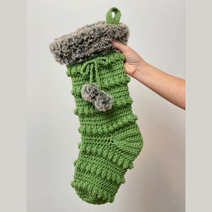 Crochet Christmas Stocking Pattern, Christmas Crochet Patterns, Bobble Stocking Pattern, Easy Crochet Pattern, Crochet Holiday Stocking