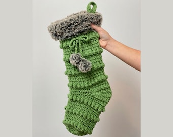 Crochet Christmas Stocking Pattern, Christmas Crochet Patterns, Bobble Stocking Pattern, Easy Crochet Pattern, Crochet Holiday Stocking