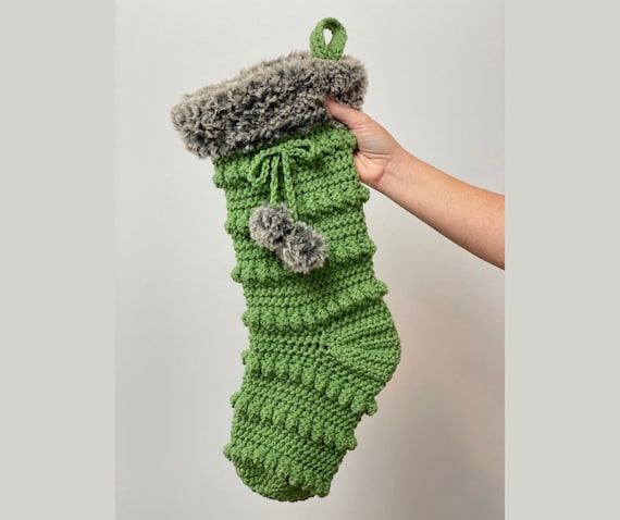 Crochet Christmas Stocking Pattern, Christmas Crochet Patterns, Bobble Stocking Pattern, Easy Crochet Pattern, Crochet Holiday Stocking