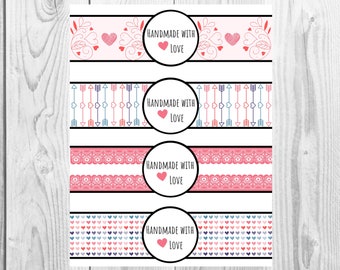 Valentines Day - Handmade with Love - Product Wrap Labels - PDF