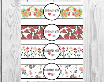 Spring - Handmade with Love - Product Wrap Labels - PDF
