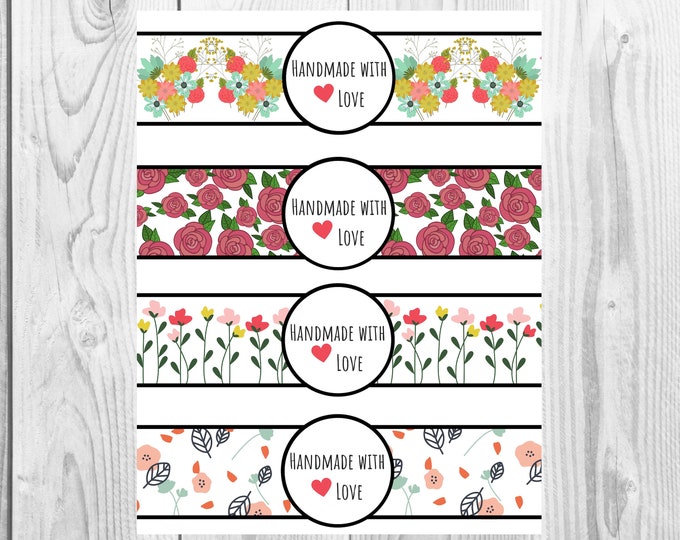 Spring - Handmade with Love - Product Wrap Labels - PDF