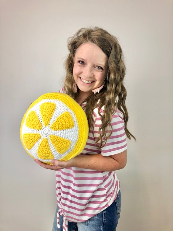 Crochet Lemon Pillow, Round Pillow, Lime Pillow , Orange Slice Pillow Pattern, Citrus Pillow, Crochet Citrus Pattern, Crochet Pattern