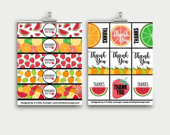 Fruity Wrap labels- Handmade with love- PDF Download