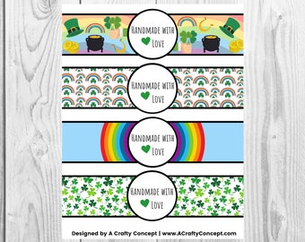 St. Patricks Day - Handmade with Love - Product Wrap Labels - PDF
