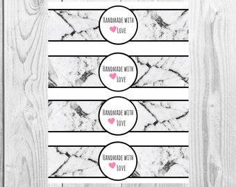 Marble - Handmade with Love - Product Wrap Labels - PDF