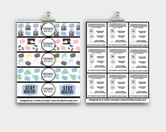 Mask Product Labels, Handmade With Love Tags, Mask Care Cards, Mask Product Tags, Handmade by Labels, Editable Packaging Labels, PDF Tags