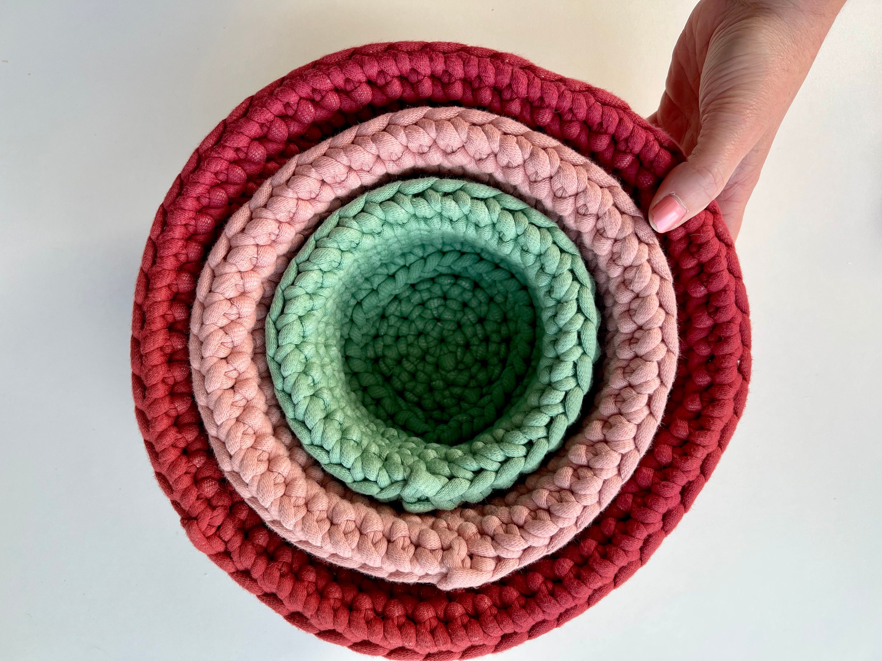 Crochet Nesting Baskets with T-shirt Yarn