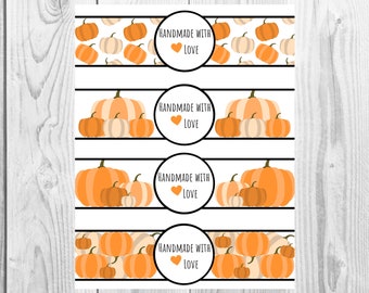 Pumpkin  - Handmade with Love - Product Wrap Labels - PDF