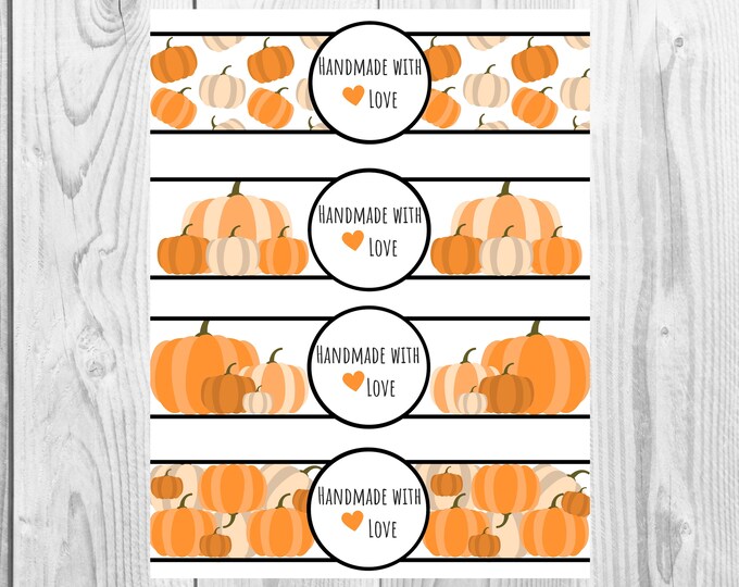 Pumpkin  - Handmade with Love - Product Wrap Labels - PDF