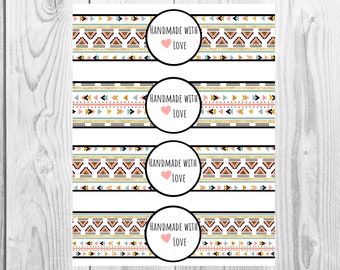 Boho - Handmade with Love - Product Wrap Labels - PDF