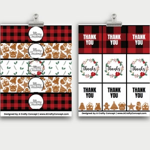 Buffalo Plaid Wrap Labels, Plaid Thank You Cards, Christmas Product ...