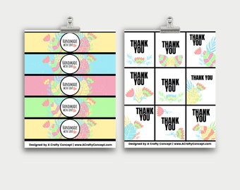 Spring Leaf Wrap Labels- Handmade with love- PDF Download