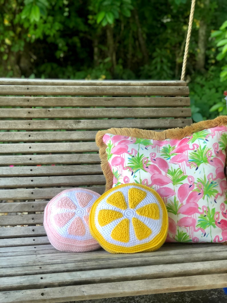 Crochet Lemon Pillow, Round Pillow, Lime Pillow , Orange Slice Pillow Pattern, Citrus Pillow, Crochet Citrus Pattern, Crochet Pattern image 9