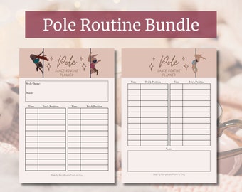 Paaldans showcase routine planner afdrukbare sjabloon bundel paal fitness dagboek planner vriend cadeau voor zus dansers doel tracking