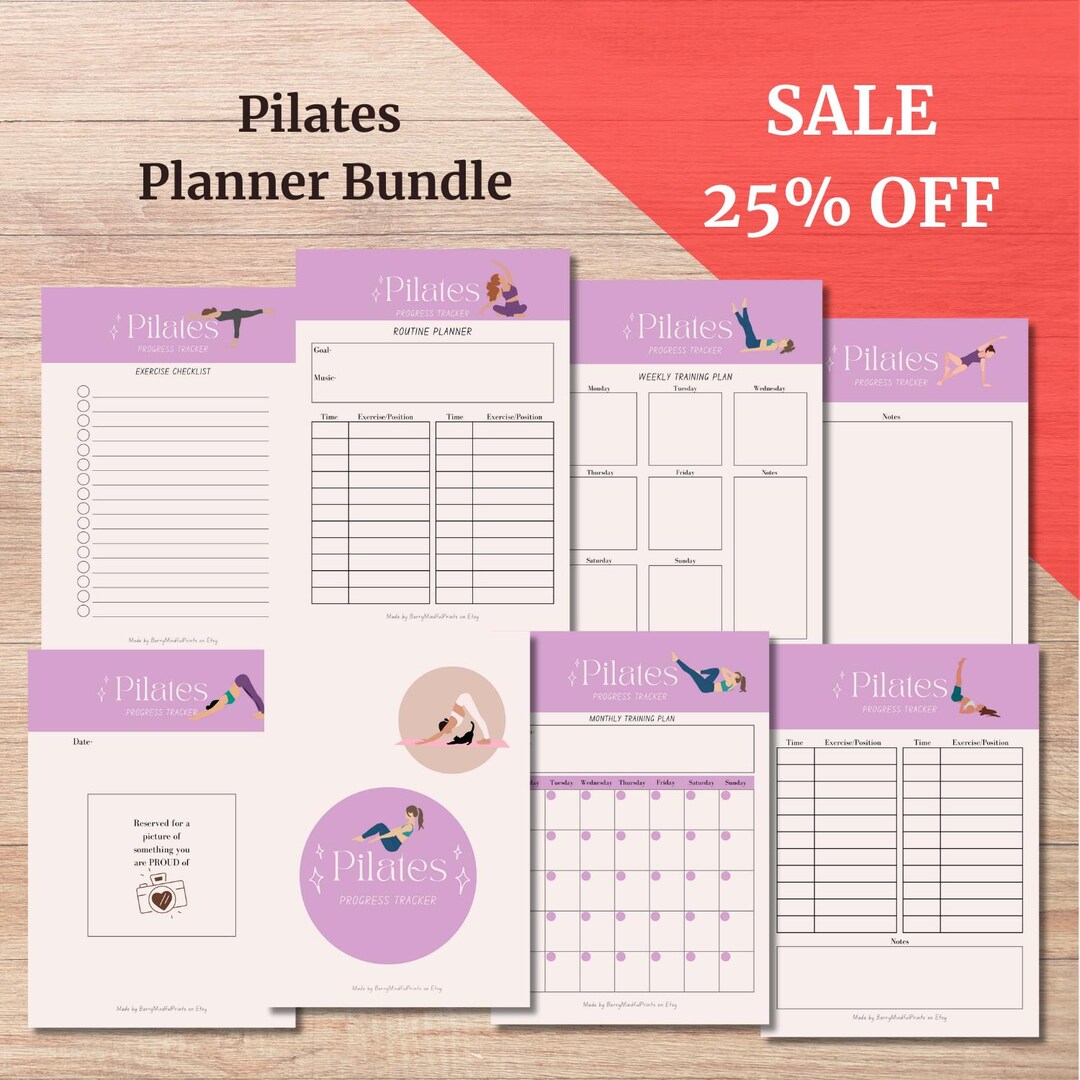 Pilates Journal Tracker Pink Printable Pilates Planner Fitness Plan Tracker Pilates Exercise ...